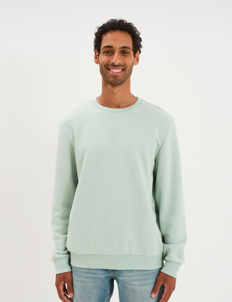 Sweat molleton col rond vert pastel homme