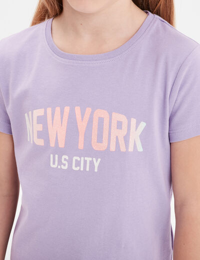 T-shirt coton manches courtes Creeks mauve fille