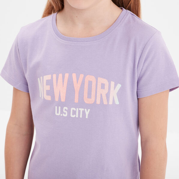 T-shirt coton manches courtes Creeks mauve fille