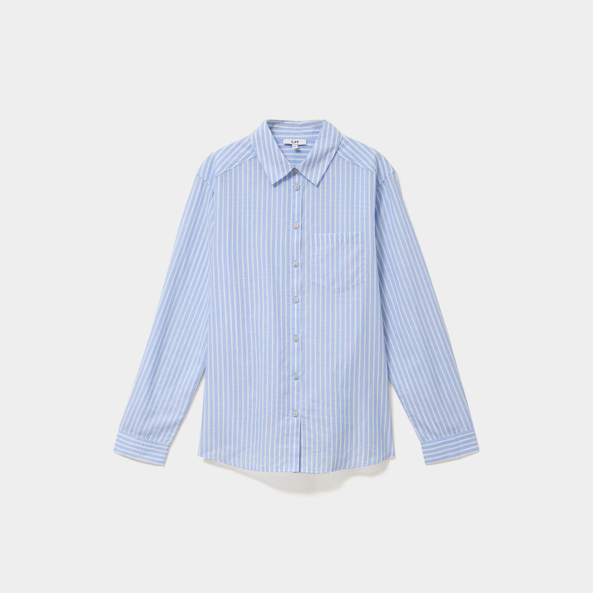 Chemise manches ajustables 1 poche coton bleu ciel femme