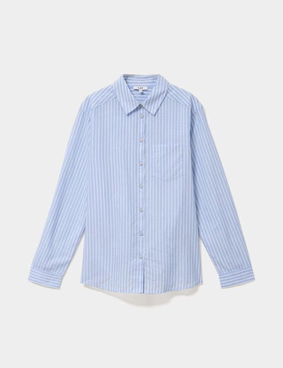 Chemise manches ajustables 1 poche coton bleu ciel femme