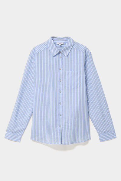 Chemise manches ajustables 1 poche coton bleu ciel femme