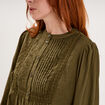 Blouse manches longues galons et fronces vert kaki femme