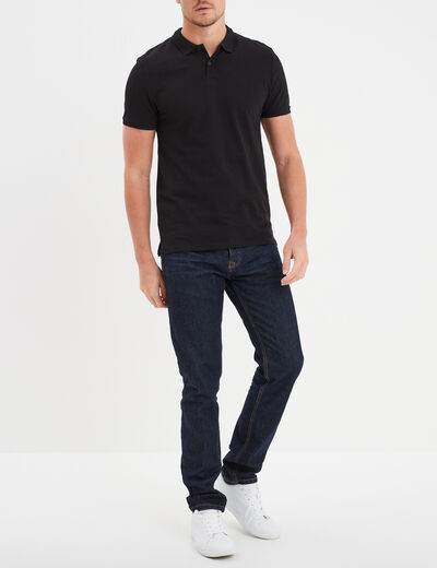 Polo en coton manches courtes noir homme