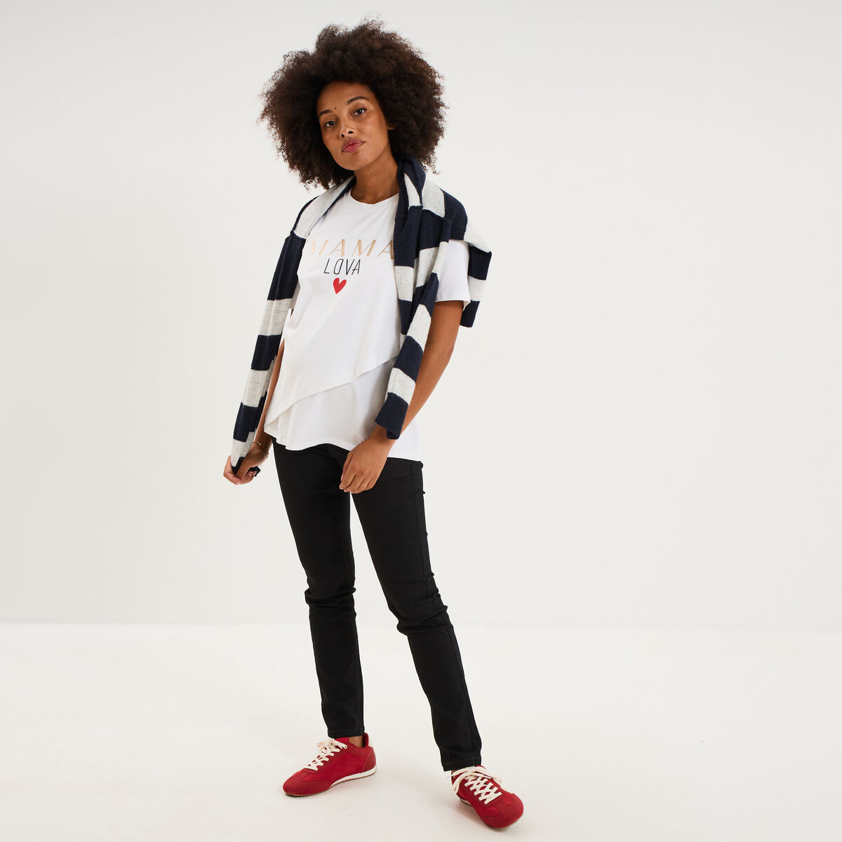 T-shirt manches courtes allaitement blanc femme maternit&eacute;