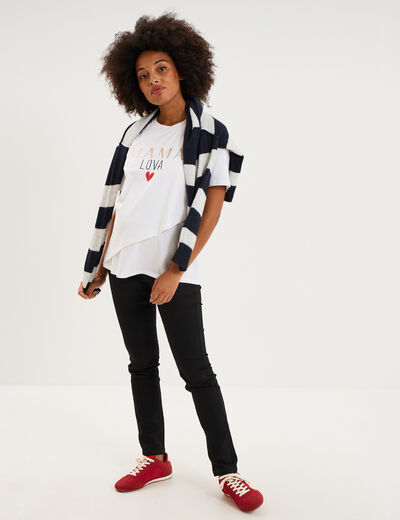 T-shirt manches courtes allaitement blanc femme maternit&eacute;
