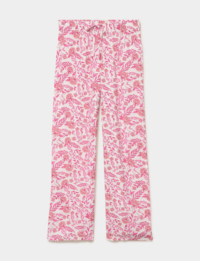Pantalon de pyjama fluide ecru femme