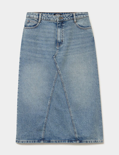 Jupe en jean longue droite coton denim dirty femme