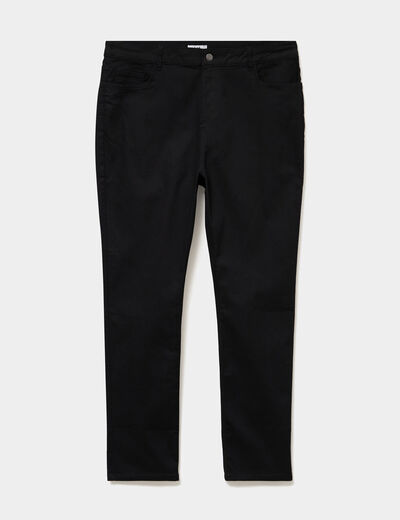Pantalon droit taille haute extensible noir femme grande taille