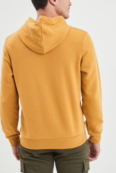 Sweat molleton à capuche hoodie jaune moutarde homme