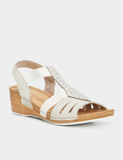 Sandales compensées cuir Confortissimo blanc femme