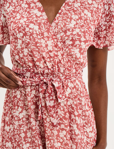 Robe longue &eacute;vas&eacute;e col cache-coeur rose femme