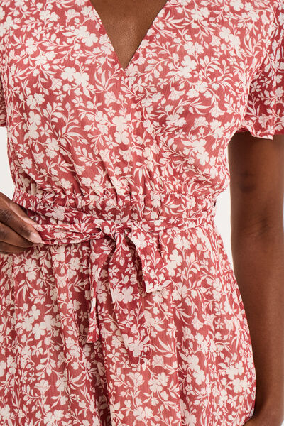 Robe longue &eacute;vas&eacute;e col cache-coeur rose femme