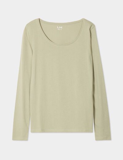 T-shirt manches longues vert kaki femme