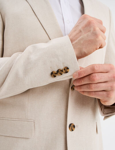 Veste blazer droite lin m&eacute;lang&eacute; gris clair homme