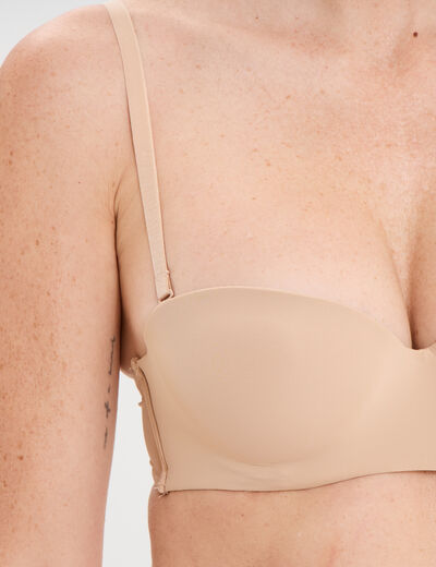 Soutien-gorge bandeau microfibre beige femme