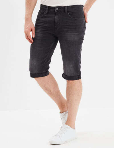 Bermuda regular en jean denim noir homme