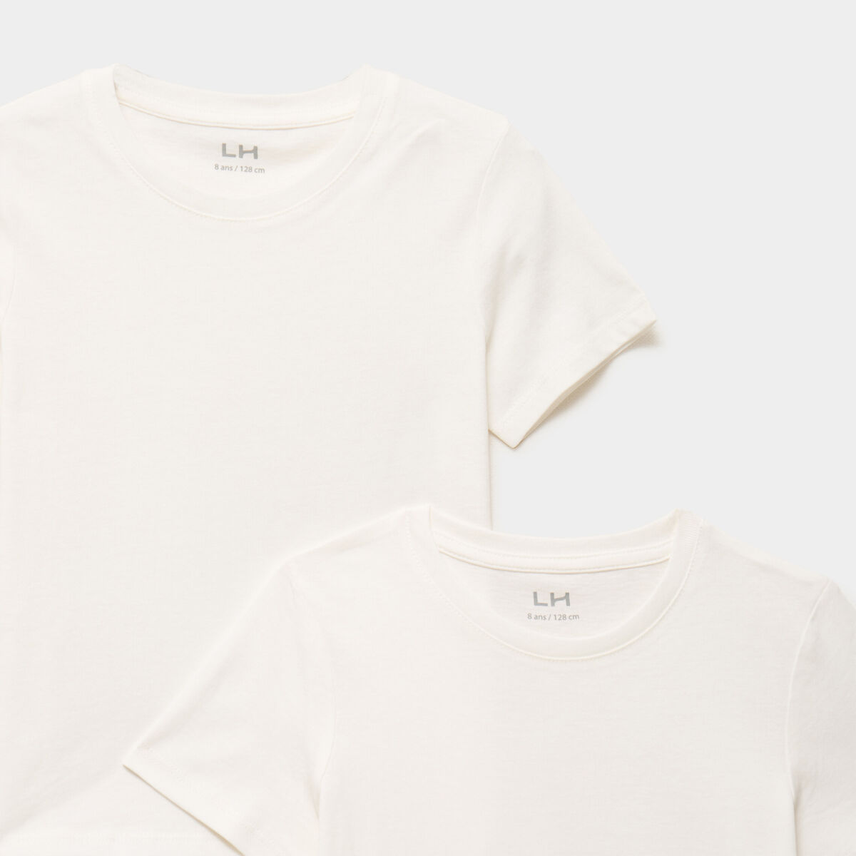 Lot 2 t-shirts manches courtes coton ivoire fille