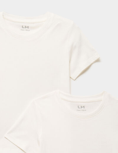 Lot 2 t-shirts manches courtes coton ivoire fille