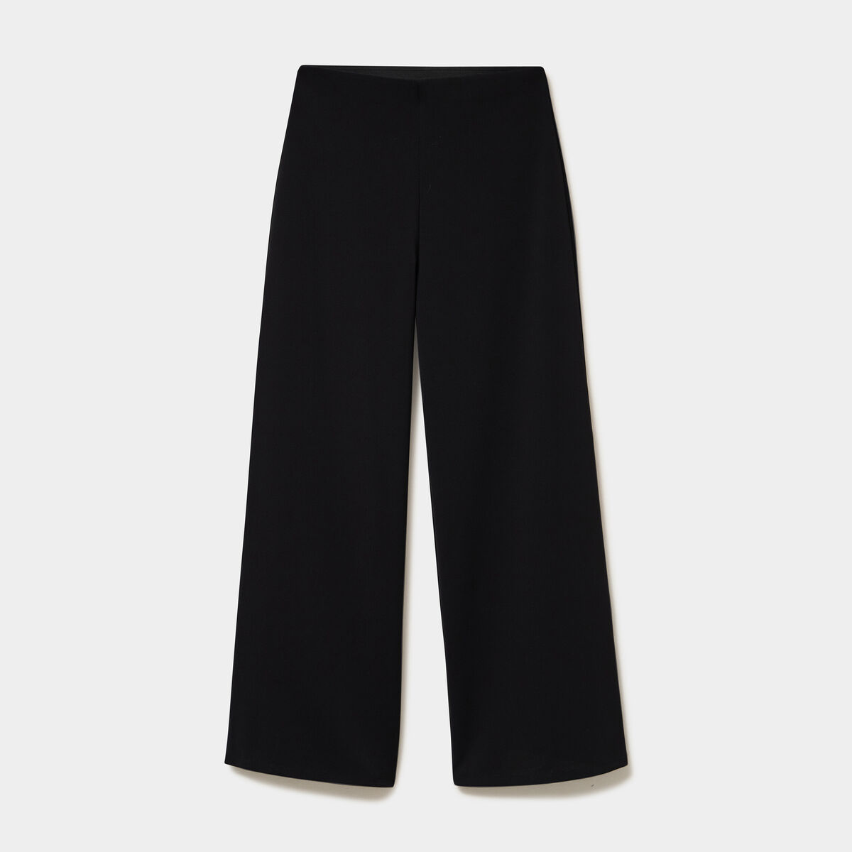 Pantalon large fluide taille haute noir femme