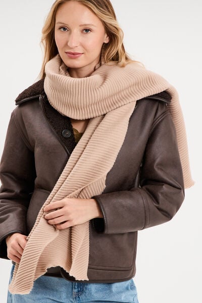 &Eacute;charpe effet pliss&eacute;e taupe femme