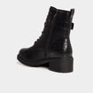 Bottines croco crant&eacute;es avec boucles noir femme