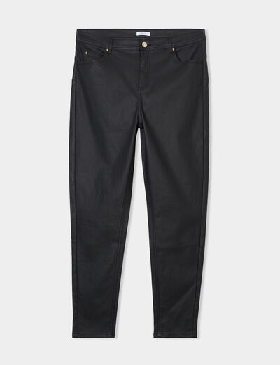 Pantalon enduit coupe skinny noir femme grande taille