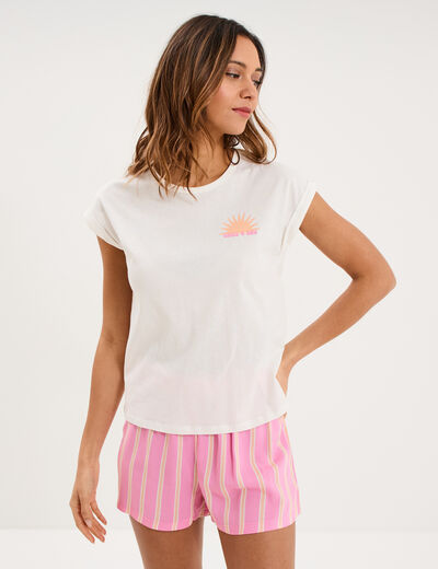 Ensemble pyjama short et t-shirt rose femme