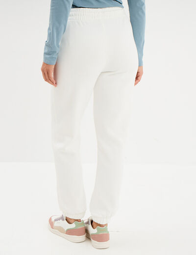 Pantalon jogging droit molleton blanc femme