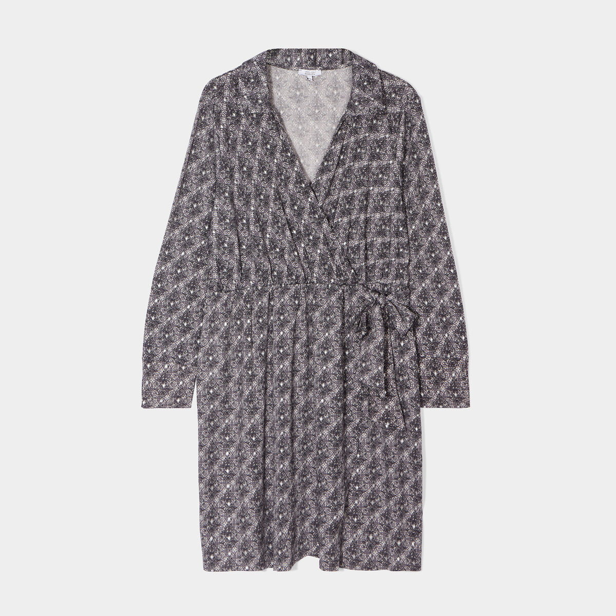 Robe droite col cache-coeur avec noeud noir femme grande taille