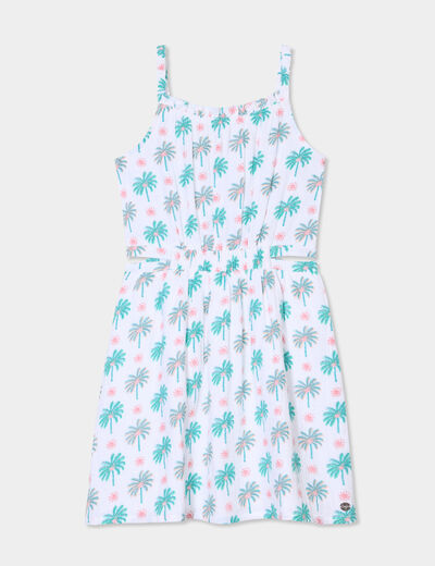 Robe à bretelles en gaze de coton ecru fille