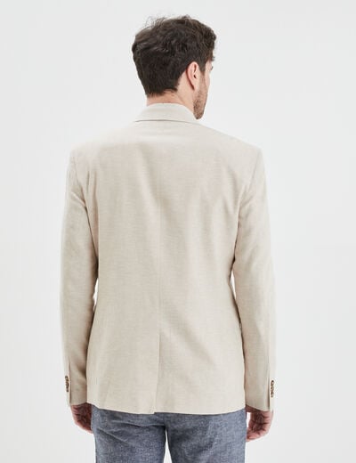 Veste blazer droite courte lin mélangé ecru homme