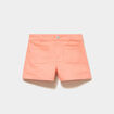 Short droit poches plaqu&eacute;es stretch orange corail fille