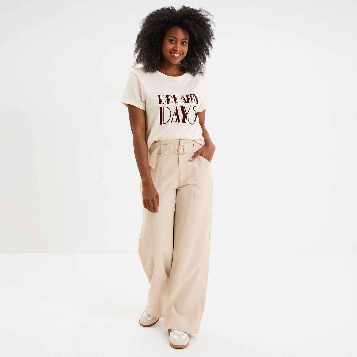T-shirt manches courtes coton blanc femme