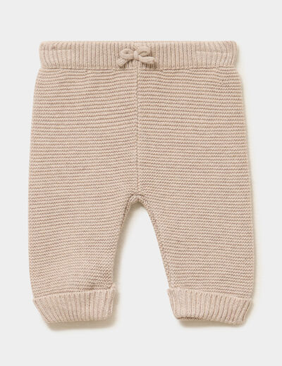 Pantalon tricot coton taupe b&eacute;b&eacute;