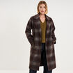 Manteau long oversize boutonn&eacute; marron chocolat femme