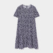 Robe longue trapèze manches ballons bleu marine fille