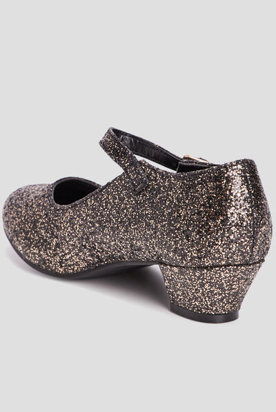 Babies à talons pailletées noir fille