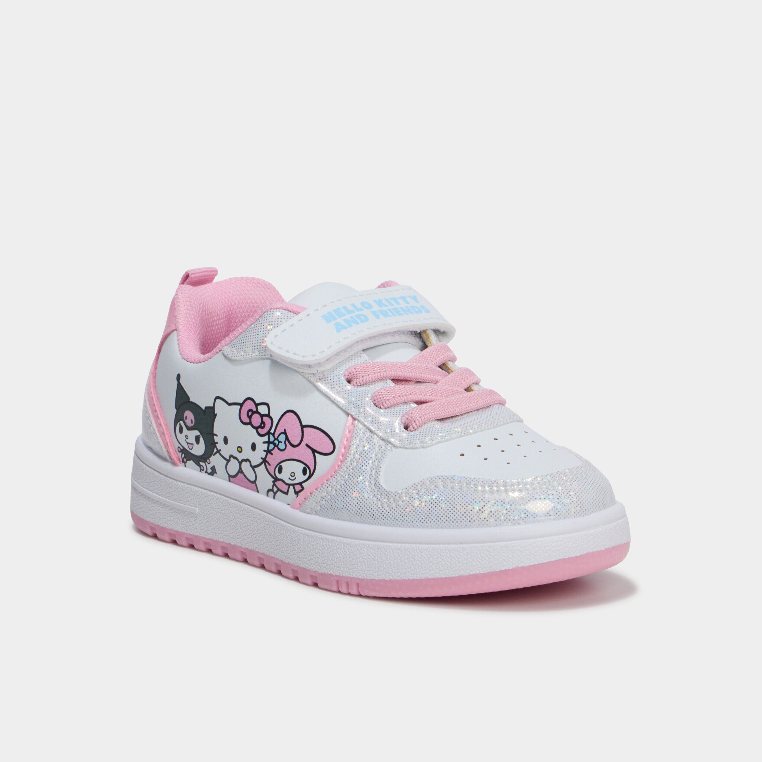 Tennis basses à scratchs Hello Kitty blanc fille