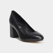 Escarpins à talons carrés en cuir noir femme