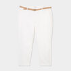Pantalon chino cigarette ceinturé coton blanc femme grande taille