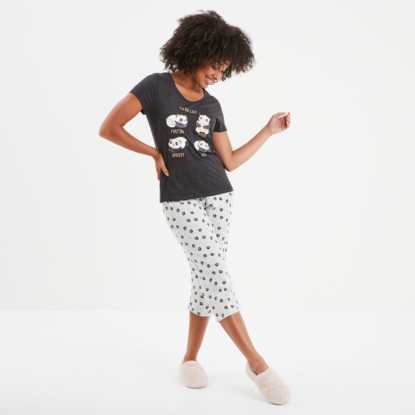 ensemble pyjama corsaire t shirt coton gris fonce femme Ensemble pyjama corsaire t-shirt coton gris foncé femme