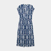 Robe midi crépon col tunisien bleu marine femme