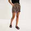 Short fluide taille &eacute;lastiqu&eacute;e beige femme