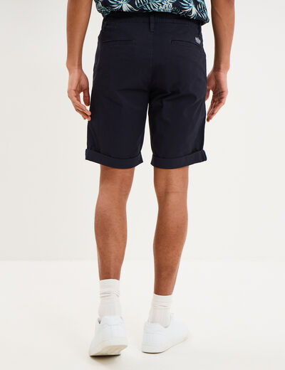 Bermuda short chino straight stretch bleu fonc&eacute; homme