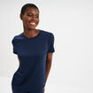 T-shirt de sport droit manches courtes bleu marine femme