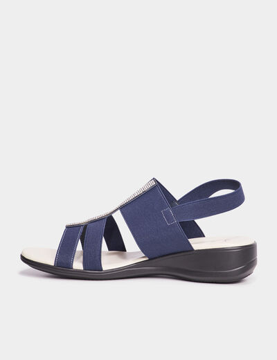 Sandales talons compensés bleu marine femme