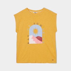 t shirt col rond manches courtes creeks jaune moutarde femme T-shirt col rond manches courtes Creeks jaune moutarde femme