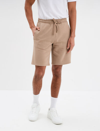 Short jogging molletonné droit taupe homme