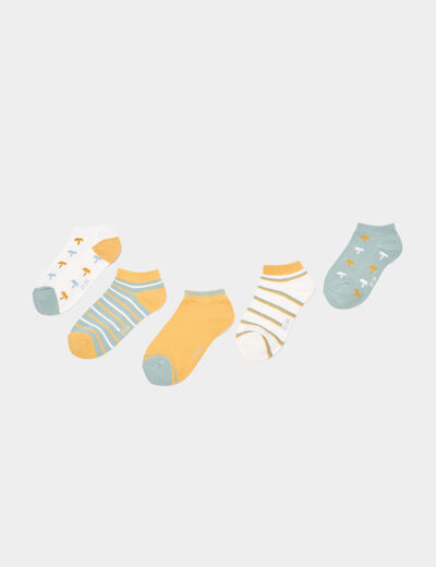 Lot 5 paires chaussettes basses orange corail garçon